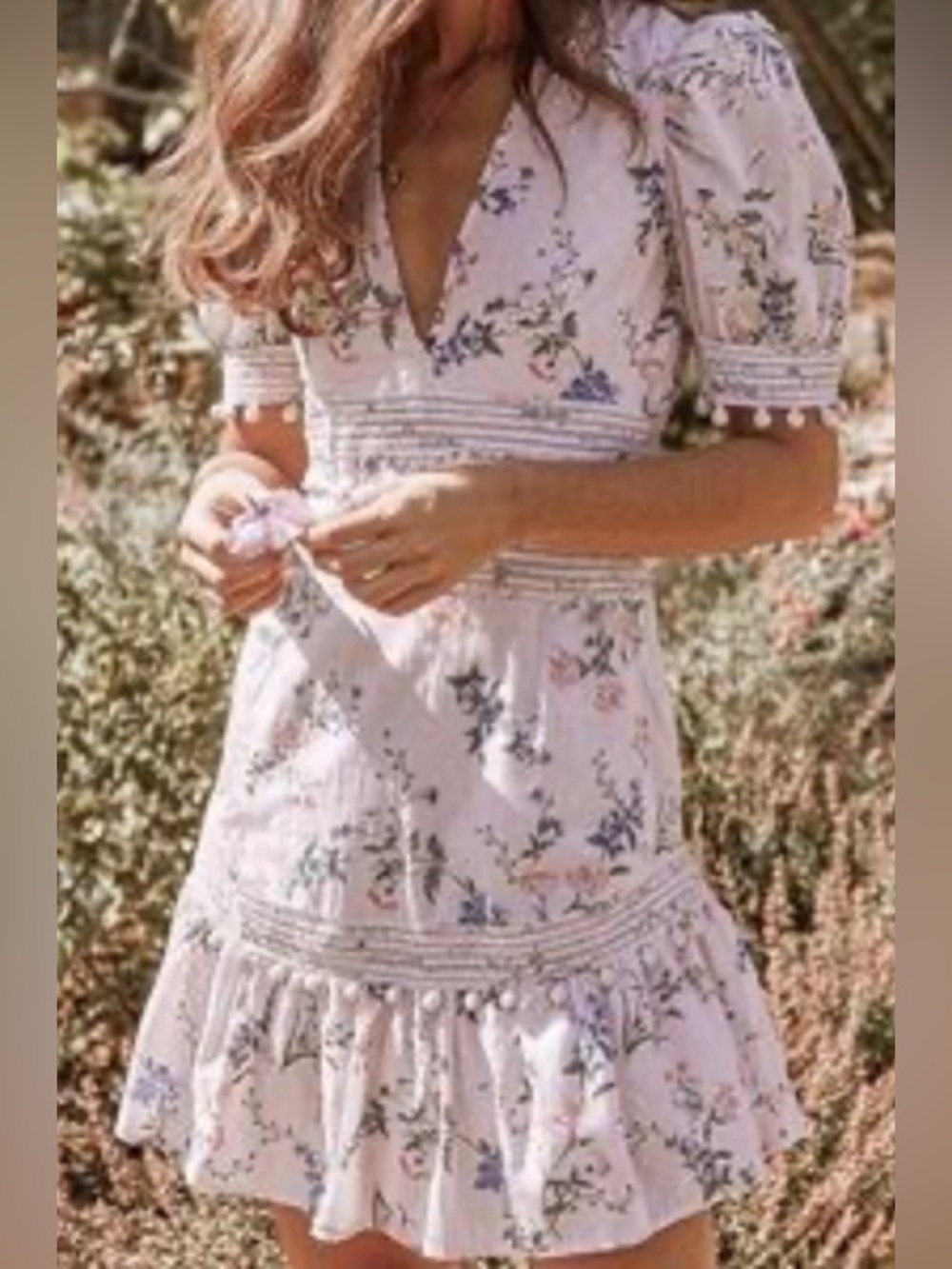 SAYLOR FLORAL COTTON MINI DRESS MEDIUM ORIG $220.-